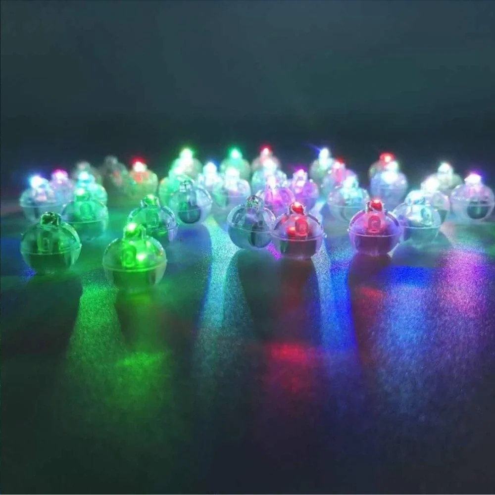 100Pcs Multicolor LED Balloon Lights, Waterproof Rainbow Flash Tiny Light Mini